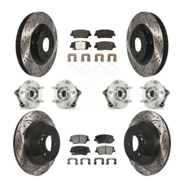 Front Rear Hub Bearing Coated Brake Rotor & Pads Kit (10Pc) For 2014-2015 Kia Sorento AWD KBB-110894