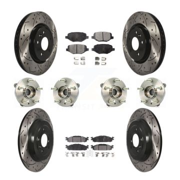Front Rear Hub Bearing Coated Brake Rotor Pad Kit (10Pc) For Ford Flex Taurus Lincoln MKT KBB-110898