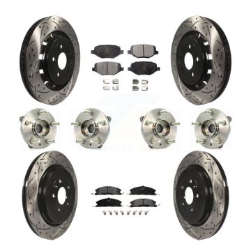 Front Rear Hub Bearing Coated Brake Rotor Pad Kit (10Pc) For Ford Lincoln Flex MKS Taurus KBB-110899