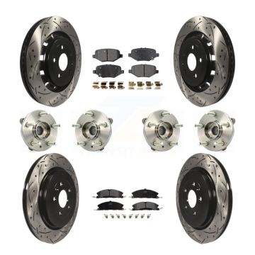 Front Rear Hub Bearing Coated Brake Rotor Pad Kit (10Pc) For Ford Flex Taurus Lincoln MKS KBB-110900