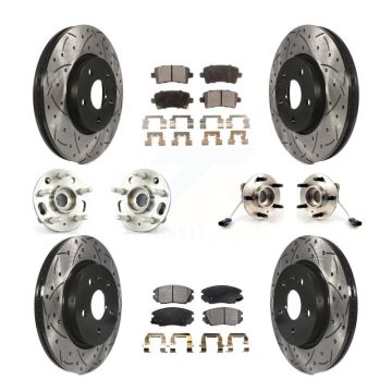 Front Rear Hub Bearing Coated Disc Brake Rotors And Pads Kit (10Pc) For 2010 Buick Allure KBB-110904