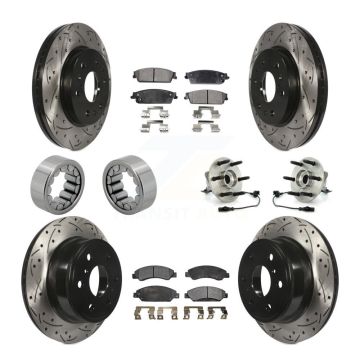 Front Rear Hub Bearing Coated Brake Rotor Pad Shoe Kit (10Pc) For Chevrolet Avalanche GMC KBB-110910