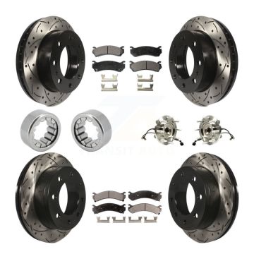 Front Rear Hub Bearing Coated Brake Rotor Pad Shoe Kit (10Pc) For GMC Chevrolet Silverado KBB-110940