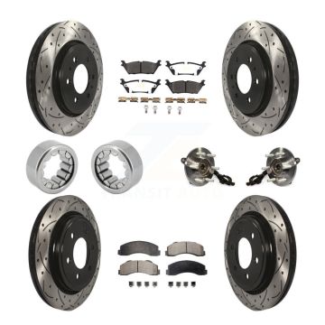 Front Rear Hub Bearings Coated Disc Brake Rotors And Pads Shoes Kit (10Pc) For Ford F-150 KBB-110965