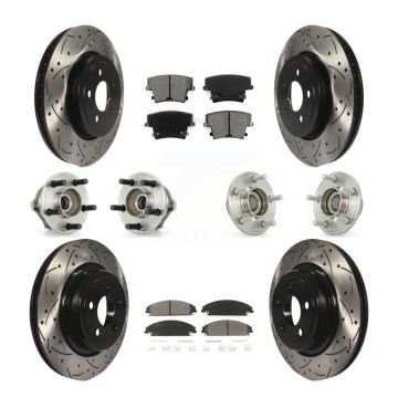 Front Rear Hub Bearings Coated Disc Brake Rotors And Pads Kit (10Pc) For Dodge Charger KBB-110968