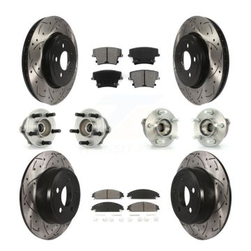 Front Rear Hub Bearing Coated Brake Rotor & Pad Kit (10Pc) For Chrysler 300 AWD with 3.5L KBB-110970
