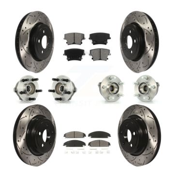 Front Rear Hub Bearing Coated Brake Rotor Pads Kit (10Pc) For Dodge Charger AWD with 5.7L KBB-110972