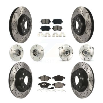 Front Rear Hub Bearing Coated Disc Brake Rotor & Pads Kit (10Pc) For Volkswagen CC Passat KBB-110973