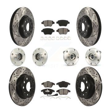 Front Rear Hub Bearing Coated Disc Brake Rotor & Pad Kit (10Pc) For Volkswagen Beetle GTI KBB-110974