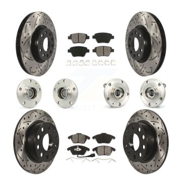 Front Rear Hub Bearing Coated Brake Rotor Pads Kit (10Pc) For 17-18 Volkswagen Jetta 2.0L KBB-110975