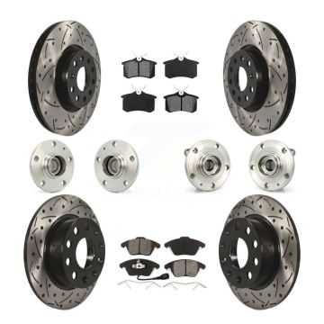 Front Rear Hub Bearing Coated Disc Brake Rotor Pad Kit (10Pc) For Volkswagen Jetta Beetle KBB-110976