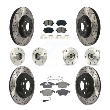 Front Rear Hub Bearing Coated Brake Rotor & Pads Kit (10Pc) For Volkswagen Tiguan Audi Q3 KBB-110977