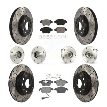 Front Rear Hub Bearing Coated Brake Rotor Pads Kit (10Pc) For 2012-2014 Volkswagen Passat KBB-110978