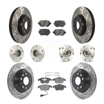 Front Rear Hub Bearing Coated Disc Brake Rotors And Pads Kit (10Pc) For 2016-2018 Audi Q3 KBB-110980