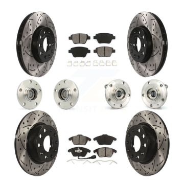 Front Rear Hub Bearing Coated Disc Brake Rotors And Pads Kit (10Pc) For Volkswagen Beetle KBB-110981