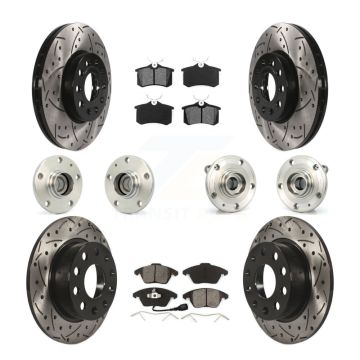 Front Rear Hub Bearing Coated Disc Brake Rotor Pad Kit (10Pc) For Volkswagen Jetta Beetle KBB-110982
