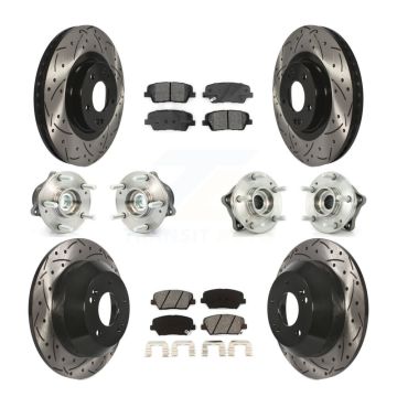 Front Rear Hub Bearing Coated Brake Rotor & Pads Kit (10Pc) For 2014-2015 Kia Sorento FWD KBB-110988