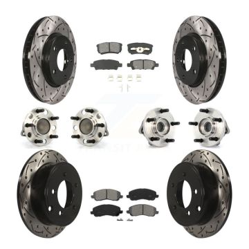 Front Rear Hub Bearings Coated Disc Brake Rotors And Pads Kit (10Pc) For Dodge Caliber KBB-110993