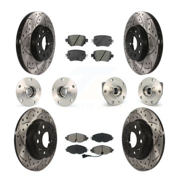 Front Rear Hub Bearing Coated Brake Rotor & Pad Kit (10Pc) For Volkswagen Golf SportWagen KBB-111007