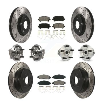 Front Rear Hub Bearing Coated Brake Rotor & Pads Kit (10Pc) For Honda Pilot Acura MDX ZDX KBB-111008