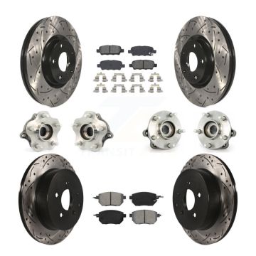 Front Rear Hub Bearing Coated Brake Rotor Pads Kit (10Pc) For 2005-2007 Nissan Murano AWD KBB-111010