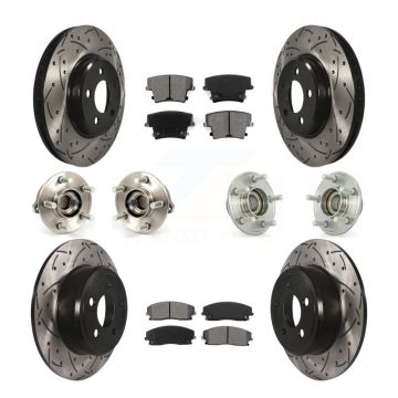 Front Rear Hub Bearing Coated Brake Rotor & Pad Kit (10Pc) For Dodge Chrysler 300 Charger KBB-111011