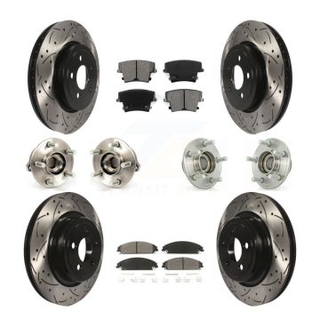 Front Rear Hub Bearings Coated Disc Brake Rotors And Pads Kit (10Pc) For Dodge Charger KBB-111013