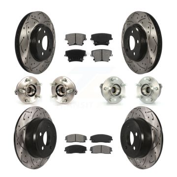 Front Rear Hub Bearing Coated Brake Rotor & Pad Kit (10Pc) For Dodge Charger Chrysler 300 KBB-111014