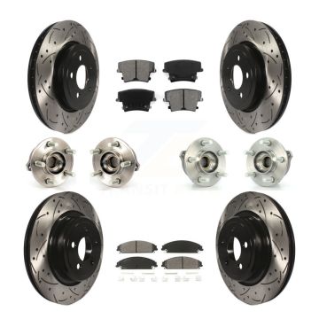 Front Rear Hub Bearing Coated Brake Rotor Pads Kit (10Pc) For Dodge Charger AWD with 5.7L KBB-111016