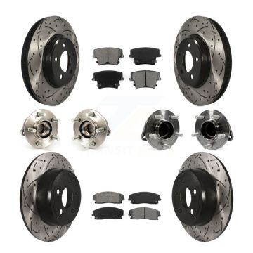 Front Rear Hub Bearing Coated Brake Rotor & Pad Kit (10Pc) For Chrysler 300 Dodge Charger KBB-111017