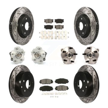 Front Rear Hub Bearings Coated Disc Brake Rotors And Pads Kit (10Pc) For Toyota RAV4 KBB-111020
