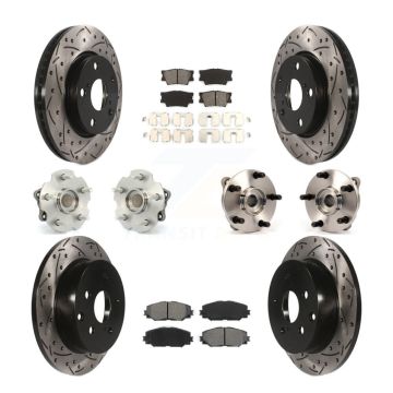 Front Rear Hub Bearing Coated Brake Rotor And Pad Kit (10Pc) For Toyota RAV4 Lexus HS250h KBB-111021