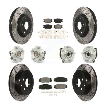 Front Rear Hub Bearings Coated Disc Brake Rotors And Pads Kit (10Pc) For Toyota RAV4 KBB-111022