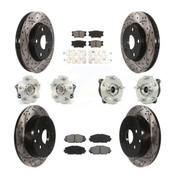 Front Rear Hub Bearing Coat Brake Rotor Pads Kit (10Pc) For 13-18 Toyota RAV4 LE with FWD KBB-111023