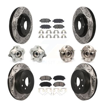 Front Rear Hub Bearing Coated Brake Rotor & Pad Kit (10Pc) For 2008-2013 Nissan Rogue AWD KBB-111024