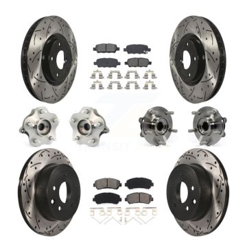 Front Rear Hub Bearing Coat Brake Rotor Pads Kit (10Pc) For Nissan Juke Nismo RS with AWD KBB-111025