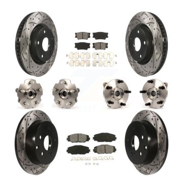 Front Rear Hub Bearings Coated Disc Brake Rotors And Pads Kit (10Pc) For Toyota RAV4 KBB-111027