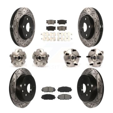 Front Rear Hub Bearings Coated Disc Brake Rotors And Pads Kit (10Pc) For Toyota RAV4 KBB-111028