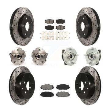 Front Rear Hub Bearing Coat Brake Rotor Pads Kit (10Pc) For 13-18 Toyota RAV4 LE with AWD KBB-111030