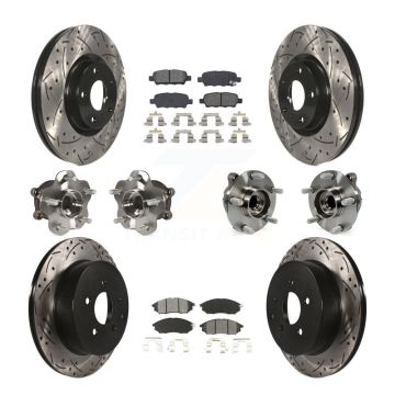 Front Rear Hub Bearing Coated Brake Rotor Pads Kit (10Pc) For 2015-2017 INFINITI QX70 RWD KBB-111032