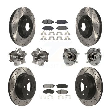 Front Rear Hub Bearing Coated Brake Rotor Pads Kit (10Pc) For INFINITI EX35 QX50 EX37 G25 KBB-111033
