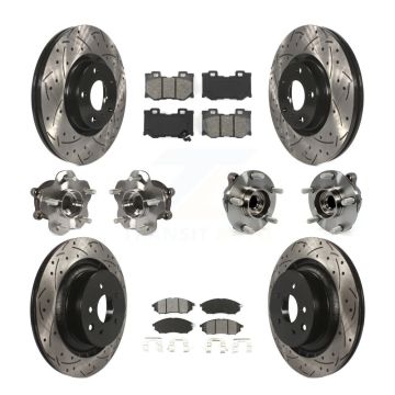 Front Rear Hub Bearings Coated Disc Brake Rotors And Pads Kit (10Pc) For Nissan 370Z KBB-111034