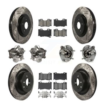 Front Rear Hub Bearing Coated Brake Rotor & Pad Kit (10Pc) For 2009-2013 INFINITI G37 RWD KBB-111036