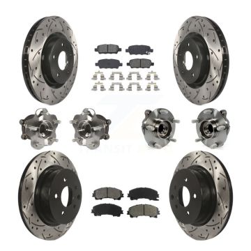 Front Rear Hub Bearing Coated Brake Rotor Pads Kit (10Pc) For 2016-2017 INFINITI QX50 RWD KBB-111039