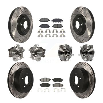 Front Rear Hub Bearing Coated Brake Rotor Pads Kit (10Pc) For 2015-2017 INFINITI QX70 AWD KBB-111040