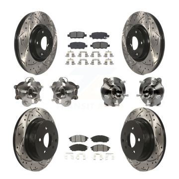 Front Rear Hub Bearing Coated Brake Rotor Pads Kit (10Pc) For INFINITI G37 EX35 QX50 EX37 KBB-111041