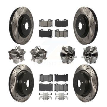 Front Rear Hub Bearings Coated Disc Brake Rotors And Pads Kit (10Pc) For INFINITI FX50 KBB-111043