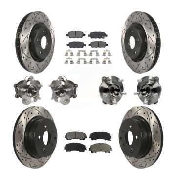 Front Rear Hub Bearing Coated Brake Rotor Pads Kit (10Pc) For 2016-2017 INFINITI QX50 AWD KBB-111045