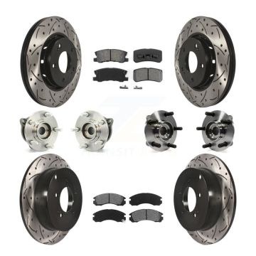 Front Rear Hub Bearing Coated Disc Brake Rotors And Pads Kit (10Pc) For Mitsubishi Lancer KBB-111046