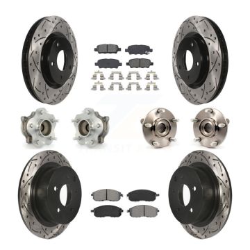 Front Rear Hub Bearing Coated Brake Rotor Pad Kit (10Pc) For Nissan Sentra SE-R with 2.5L KBB-111047